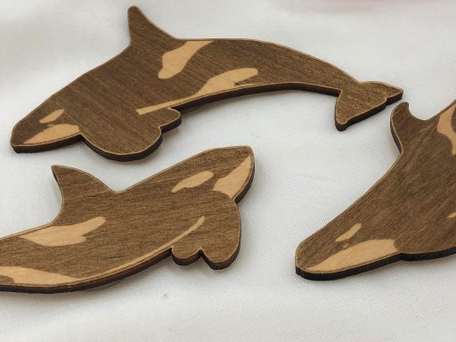 Kühlschrankmagnete aus Holz, Meerestiere, Orca, Schwertwal, Holzmagnete Drei verschiedene, Orca, Schwertwal Kühlschrankmagnete aus Holz in Orca-Form. Perfekt als kleines Geschenk für Meeresliebhaber.